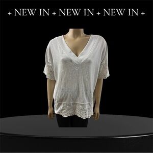 Style & Co. White Lace Trim Top